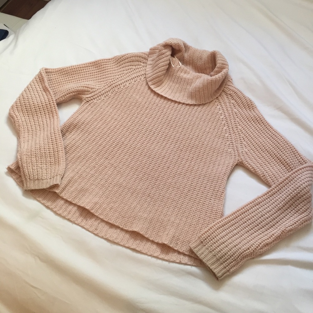 Baby light pink turtleneck knit long sleeve sweate - Picture 3 of 9